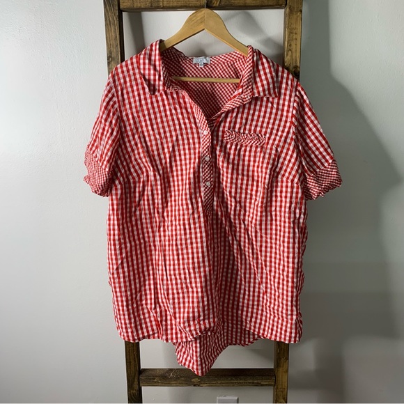 crown & ivy Tops - Crown & Ivy Red Gingham Button-Up Shirt
